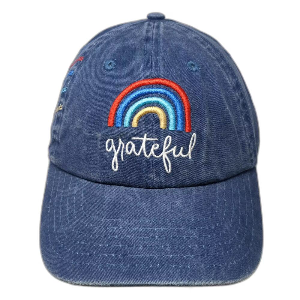 PJ Salvage Baseball Cap Blue Red Rainbow Grateful Embroidered Slideback Hat OS